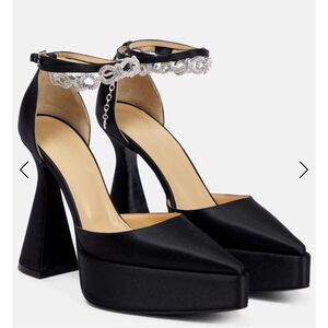 MACH & MACH Black Heels with Silver Accents